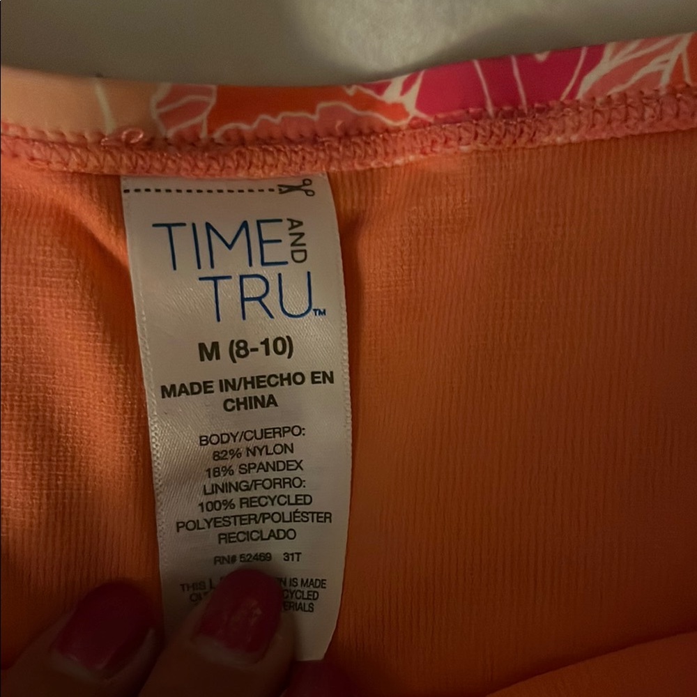 Time and Tru Floral Summer Hawaiian Coral Bikini - Top size 1x Bottom size 10 - Picture 2 of 8